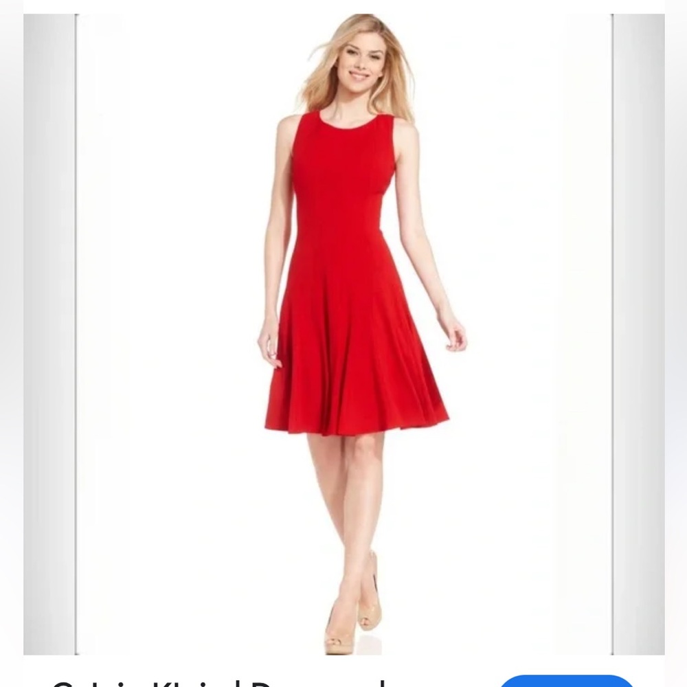 Calvin Klein Vibrant Red A-Line Dress